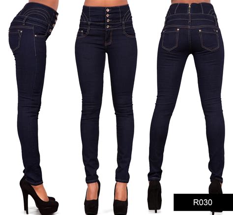 Womens Ladies Sexy High Waist Skinny Jeans Blue Stretch Denim Size 6 16 Ebay