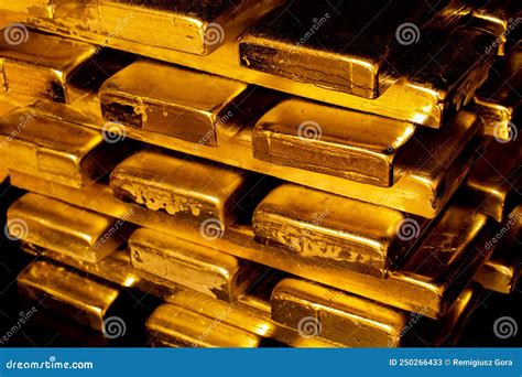 Stacked Gold Bars And Coins On Table Stock Image | CartoonDealer.com ...