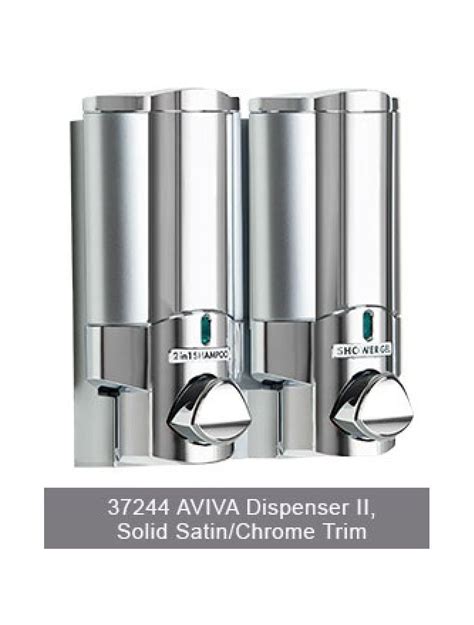 2 Chamber Aviva Liquid Bath Amenities Dispenser Chrome Wsolid Satin