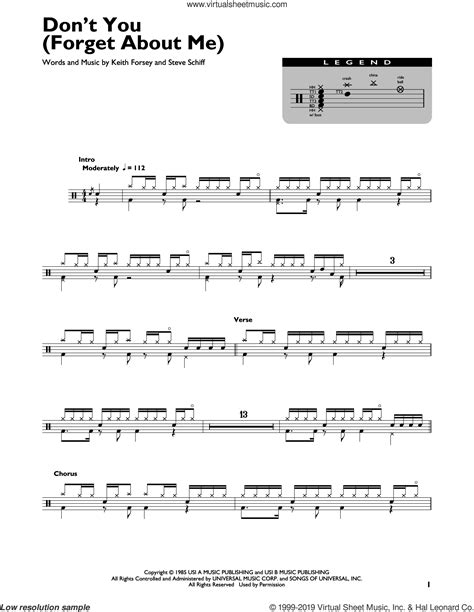 Don T You Forget About Me Sheet Music For Drums Percussions V