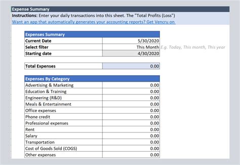 Company Expense Report Template