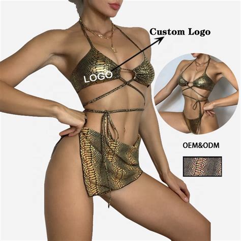 2021 OEM ODM Wholesale Three Piece Bathing Suit Sexy Swimwear Custom Designer Bikini Sexy