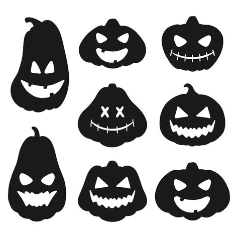 Premium Vector Set Of Halloween Pumpkin Silhouettes Collection Of