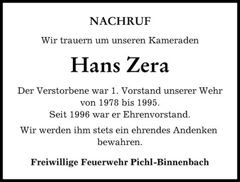 Traueranzeigen Von Hans Zera Augsburger Allgemeine Zeitung