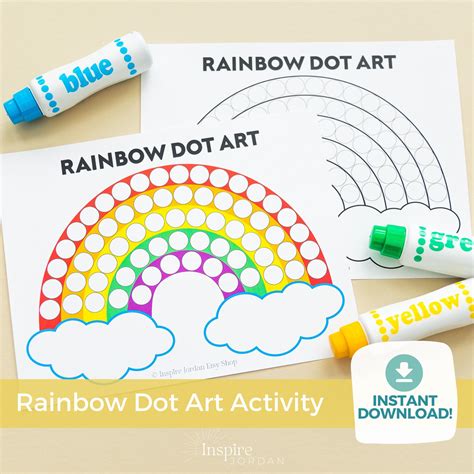 Do A Dot Rainbow Printable Dot Marker Printable Pom Pom Activity Rainbow Clouds Dot Marker Art