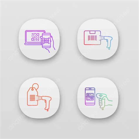 Barcodes App Icons Set Laptop Product Mobile Vector Laptop Product