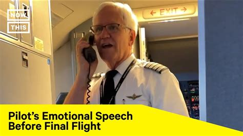 Retiring Pilot Tears Up During Speech Before Final Flight Youtube