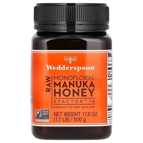 Wedderspoon Raw Monofloral Manuka Honey KFactor 16 1 1 Lb 500 G