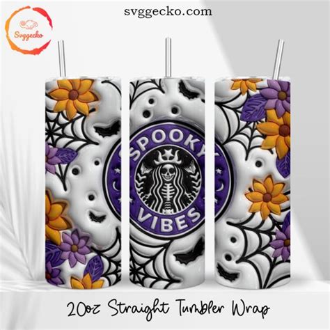 Spooky Vibes Starbucks D Puff Oz Straight Skinny Tumbler Wrap