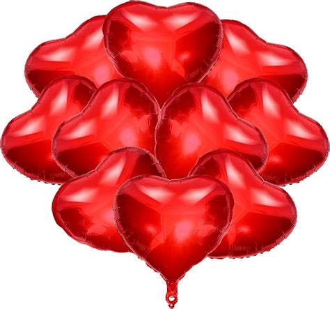 Amazon 10pcs Red Heart Balloons Heart Shape Foil Mylar Balloons