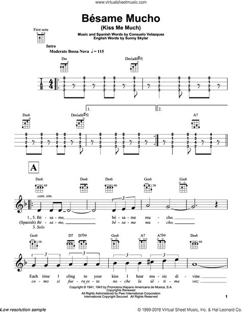 Besame Mucho Kiss Me Much Sheet Music For Ukulele PDF