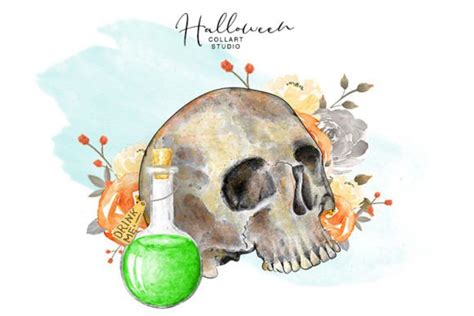 Skull Clipart, Halloween Illustration Graphic by collartstudio · Creative Fabrica