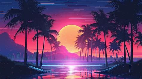 Premium Photo | Captivating scene blending elements of vaporwave cyberpunk and synthwave ...