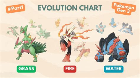 Evolution Chart Pokemon Gen 3 Grass Fire Water Part1 Youtube