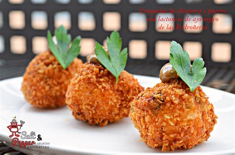 Croquetas De Chistorra Y Puerro Con Lactonesa De Ajo Negro Recetas