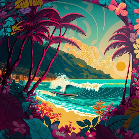 Premium Photo | Hawaiian print pattern colorful design illustartion