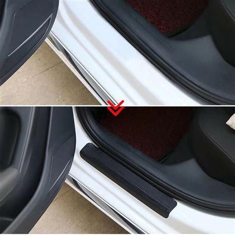 X Carbon Fiber Car Door Plate Sill Scuff Cover Anti Scratch Stickers