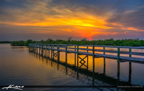 Fort Pierce Sunset At Pier Along Indian River Lagoon Hdr Photography