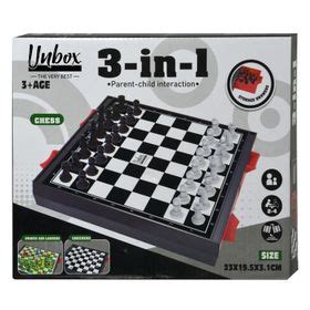 Unbox - Chess 3-in-1 Set - Includes Checkers & Snakes and Ladders Games ...