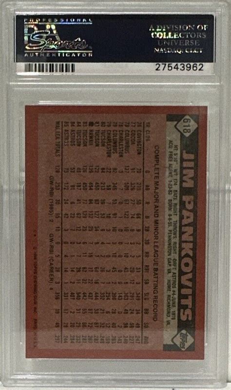 1986 Topps 618 Jim Pankovits For Sale Online EBay