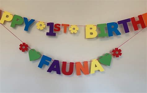 Personalised Birthday Bunting / Banner Rainbow Colours Single Name Age ...