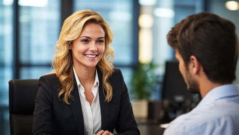 Premium Photo Smiling Female Manager Interviewing An Applicant In Office