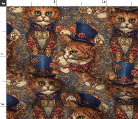 louis wain steampunk cats in a top hat Fabric | Spoonflower