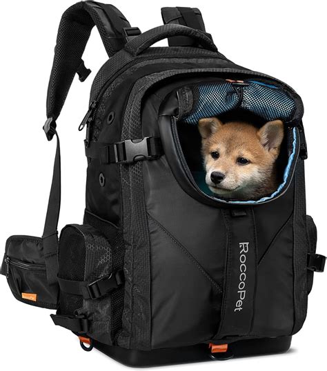 Roccopet Dog Carrier Backpack，pet And Laptop All In One Bag Breathable