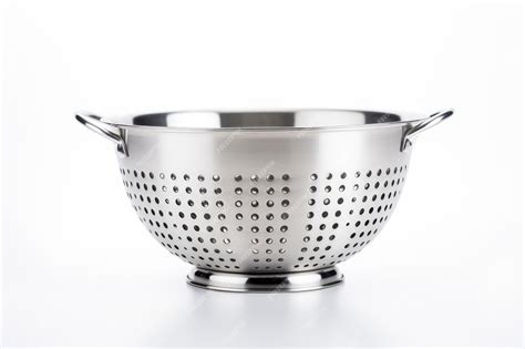 premium ai image stainless steel kitchen colander   white background