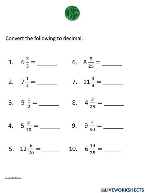 Free Mixed Number To Decimal Worksheet Download Free Mixed Number To Decimal Worksheet Png