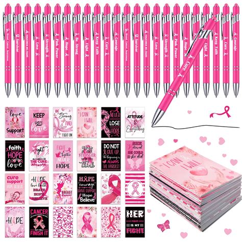 Tenceur 48 Pcs Breast Cancer Awareness Gift Stationery Includes 24