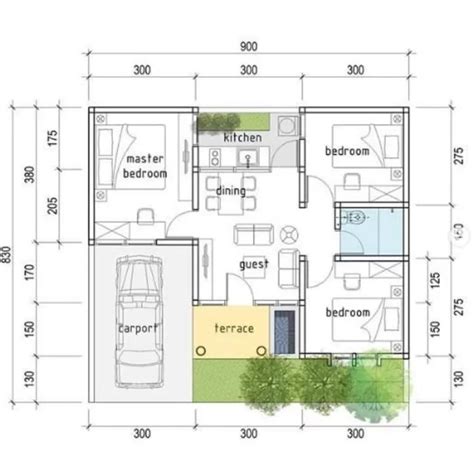 Ide Denah Rumah Minimalis Kamar Ukuran X Genggam Rumah