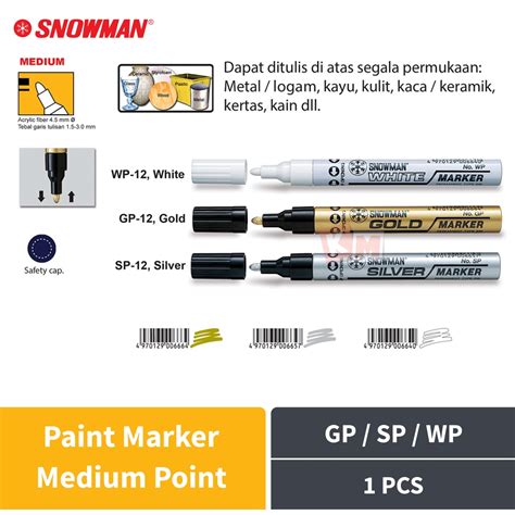 Jual Spidol Permanent Paint Marker Snowman Medium Point Gp Sp Wp