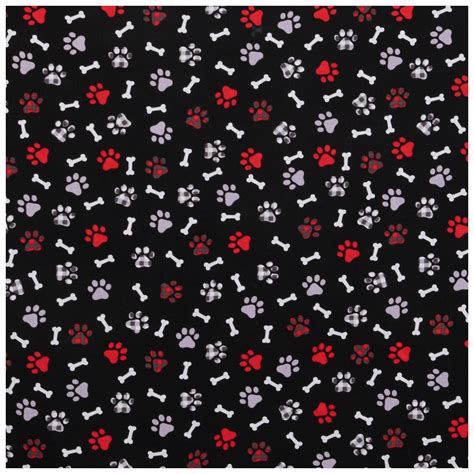 Black And Red Plaid Paw Prints Cotton Calico Fabric Hobby Lobby 2201838