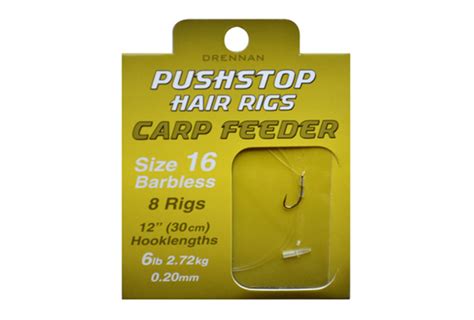 Drennan Pushstop Hair Rigs Carp Feeder Sans Ardillon 30cm 8pcs