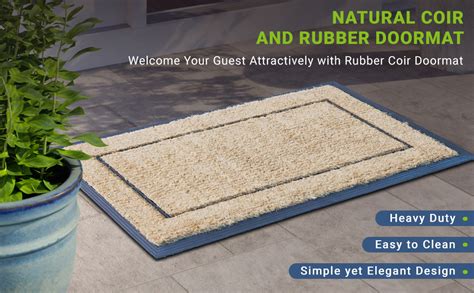 Onlymat Plain Natural Coir Doormat With Rubber Moulded Border And