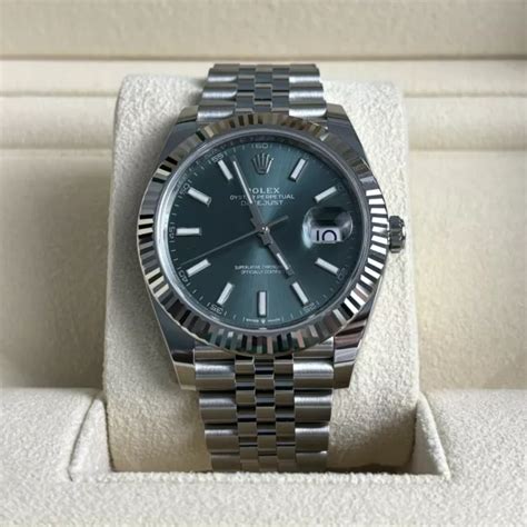 ROLEX DATEJUST 41 Mint Green 2024 Stainless Steel 126334 Unworn Full