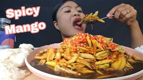 Spicy Sour Green Mango With Alamang Bagoong Mukbang Youtube