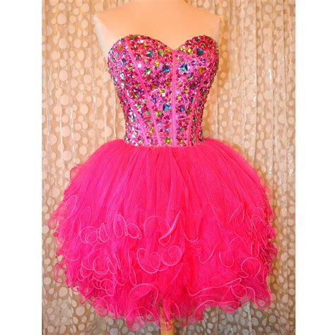 Hot Pink Short Homecoming Dresses Sexy Sweetheart With Colorful Beads