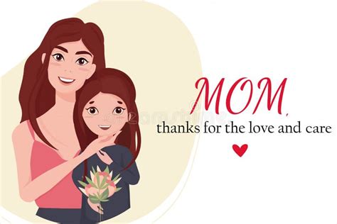 Happy Mothers Day Mom And Daughter Vector Illustration Stock Vector