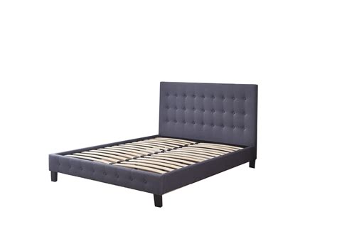 Grey Fabric Double Bed Durable Supportive