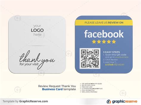 Google Review With Easy Qr Code Scanner Square Business Review Card