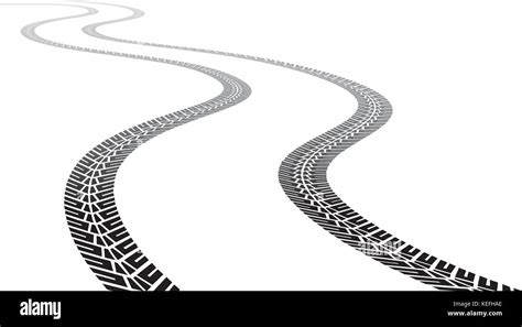 Vector Illustration Of A Vehicle Tire Tracks Vanishing Into The Horizon