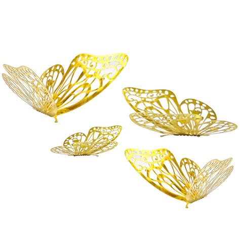 Metallic Floral Arrangement Butterflies - 12 Pack - Gold - LO Florist