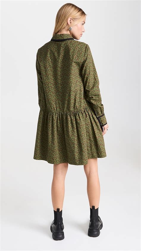 Ganni Printed Cotton Mini Shirt Dress Shopbop