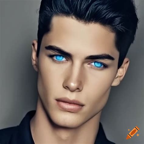 Black Hair Blue Eyes Perfect Male Face On Craiyon