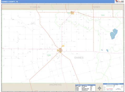 Gaines County, Texas Zip Code Wall Map | Maps.com.com