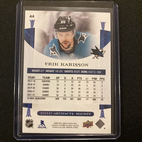 2022 23 ARTIFACTS Erik Karlsson Rose 12 65 Sharks Jersey Number EBay