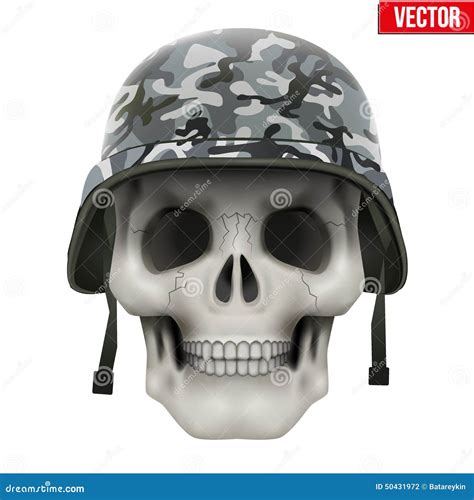 Human Skull With Military Helmet Stock Vector Illustration Of Drawing