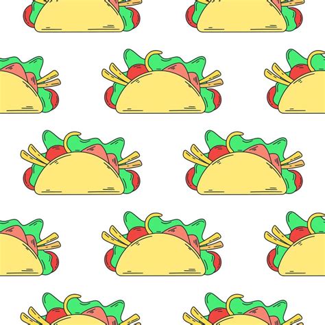 Mexican Appetizer Tacos Seamless Pattern Vector Art At Vecteezy